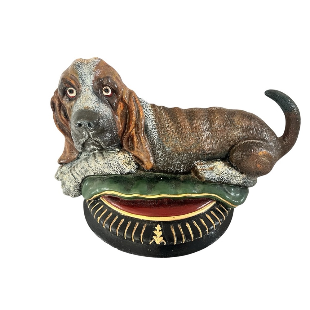 Vintage Bassett Hound Dog Cast Iron Large Doorstop upper deck Vintage Hand Paint
